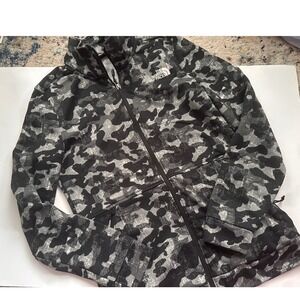 The North Face Womens Grey Black Camo Full Zip Track Jacket Small Camouflage